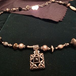 VintageSS Tres Jolie Necklace With Balinese Beads,Pearls, Mother Of Pearl ,Onyx